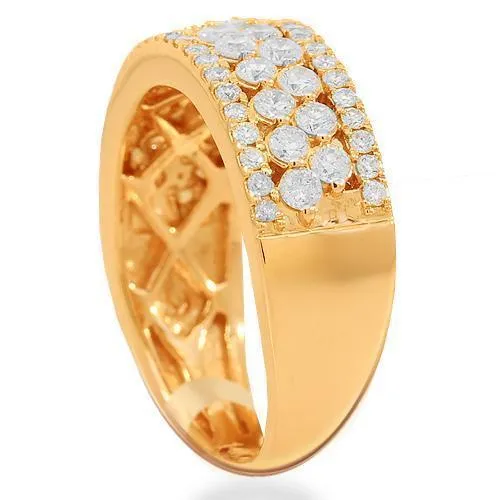 14K Solid Rose Gold Womens Diamond Cocktail Ring 1.12 Ctw