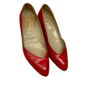 70s Gucci Red Hot Vintage Leather Pumps Size EU 36