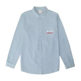 A Thousand Futures 'Logo' Cotton Oxford Shirt - Classic Blue