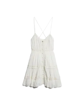 Alana Lace Trim Cami Dress in Off White