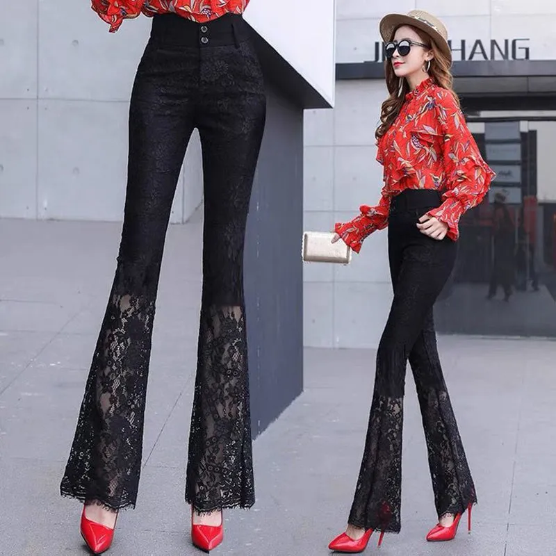 Amy Fashion - Elegant Vintage Lace Hollow Out Flare Pants