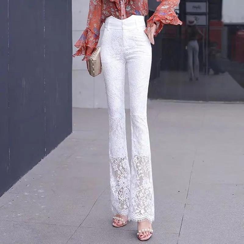 Amy Fashion - Elegant Vintage Lace Hollow Out Flare Pants