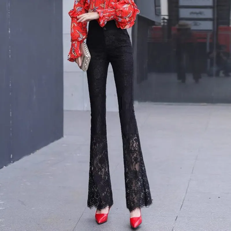 Amy Fashion - Elegant Vintage Lace Hollow Out Flare Pants