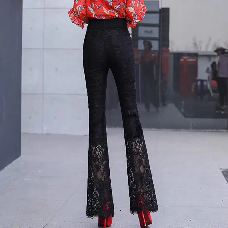 Amy Fashion - Elegant Vintage Lace Hollow Out Flare Pants