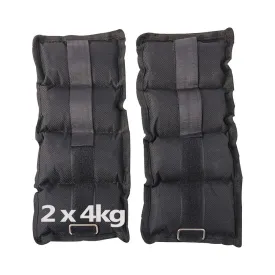 Ankle Wrist Weight Straps Adjustable Black / Grey 2 x 4Kg