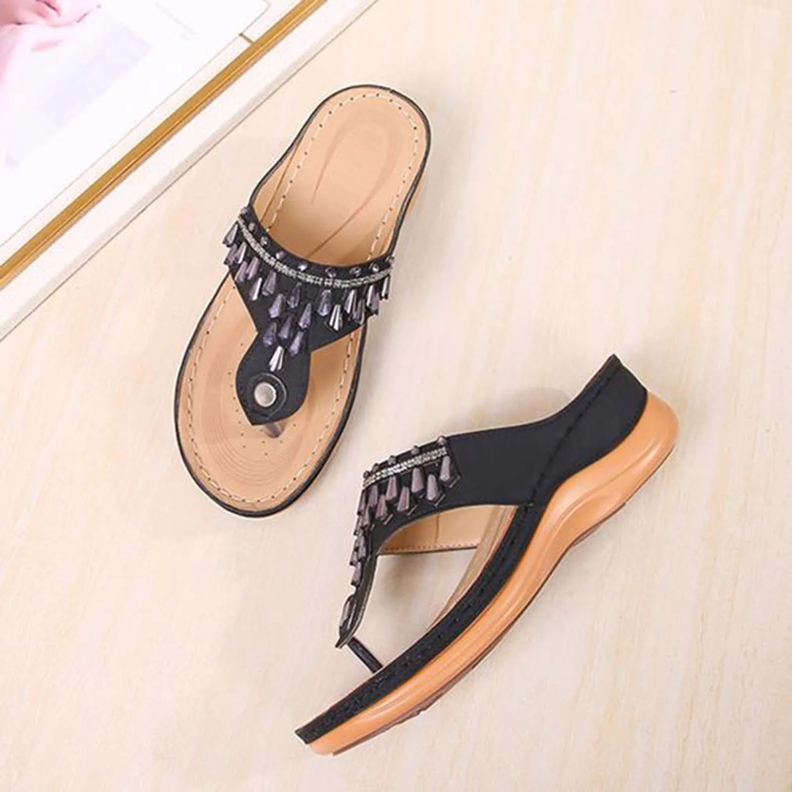 Anti-Slip Mid-Heel Wedge Flip-Flop Women'S Sandals