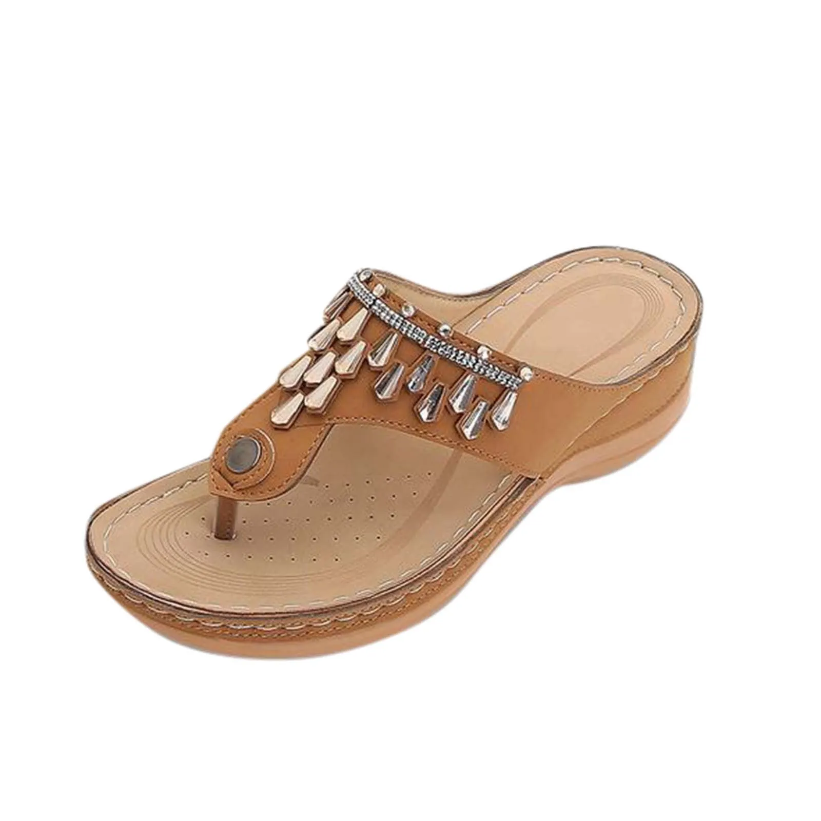 Anti-Slip Mid-Heel Wedge Flip-Flop Women'S Sandals