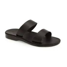 Aviv - Leather Wide Strap Sandal | Black