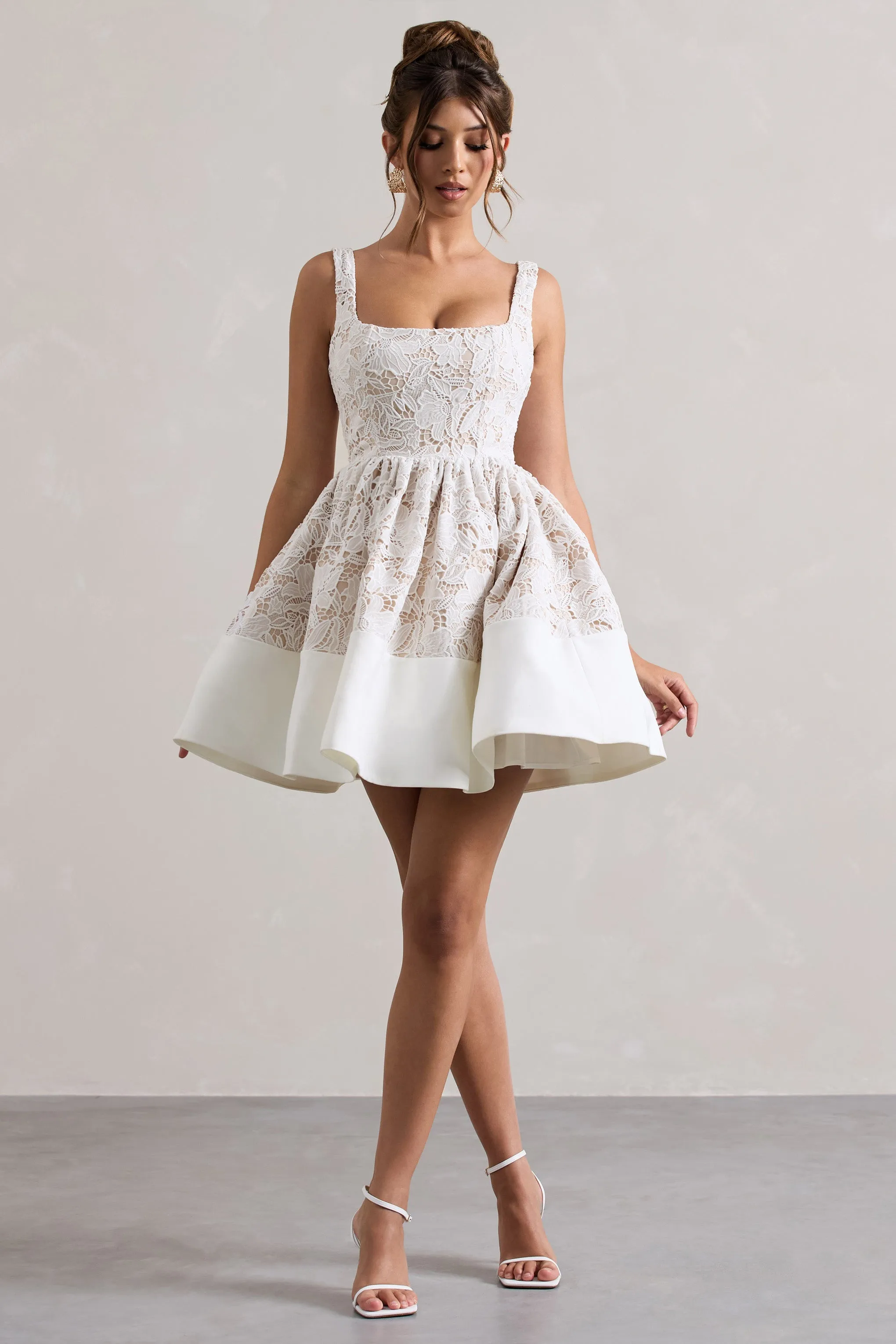 Ballet | Stone Lace Square-Neck Mini Dress