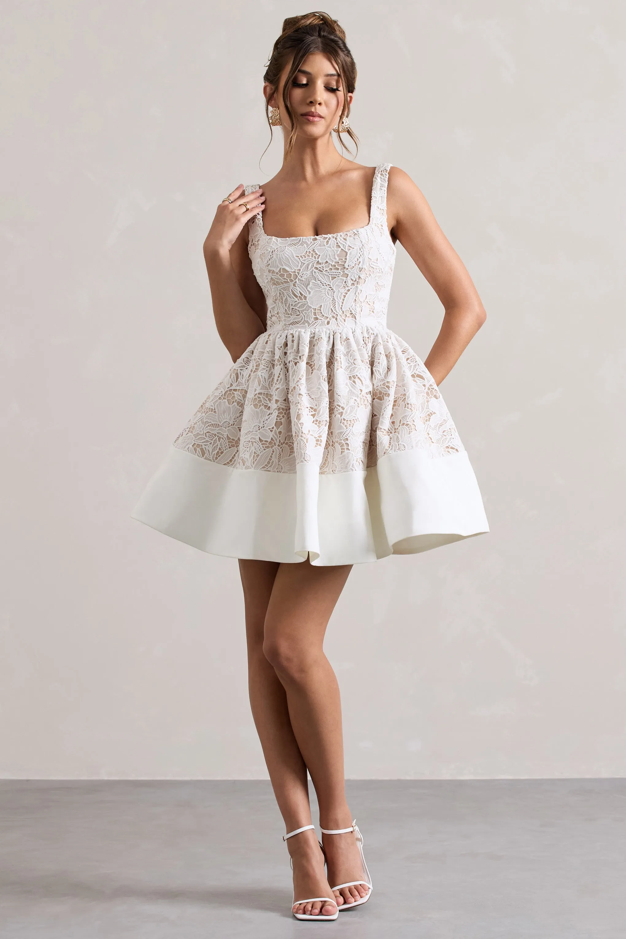 Ballet | Stone Lace Square-Neck Mini Dress