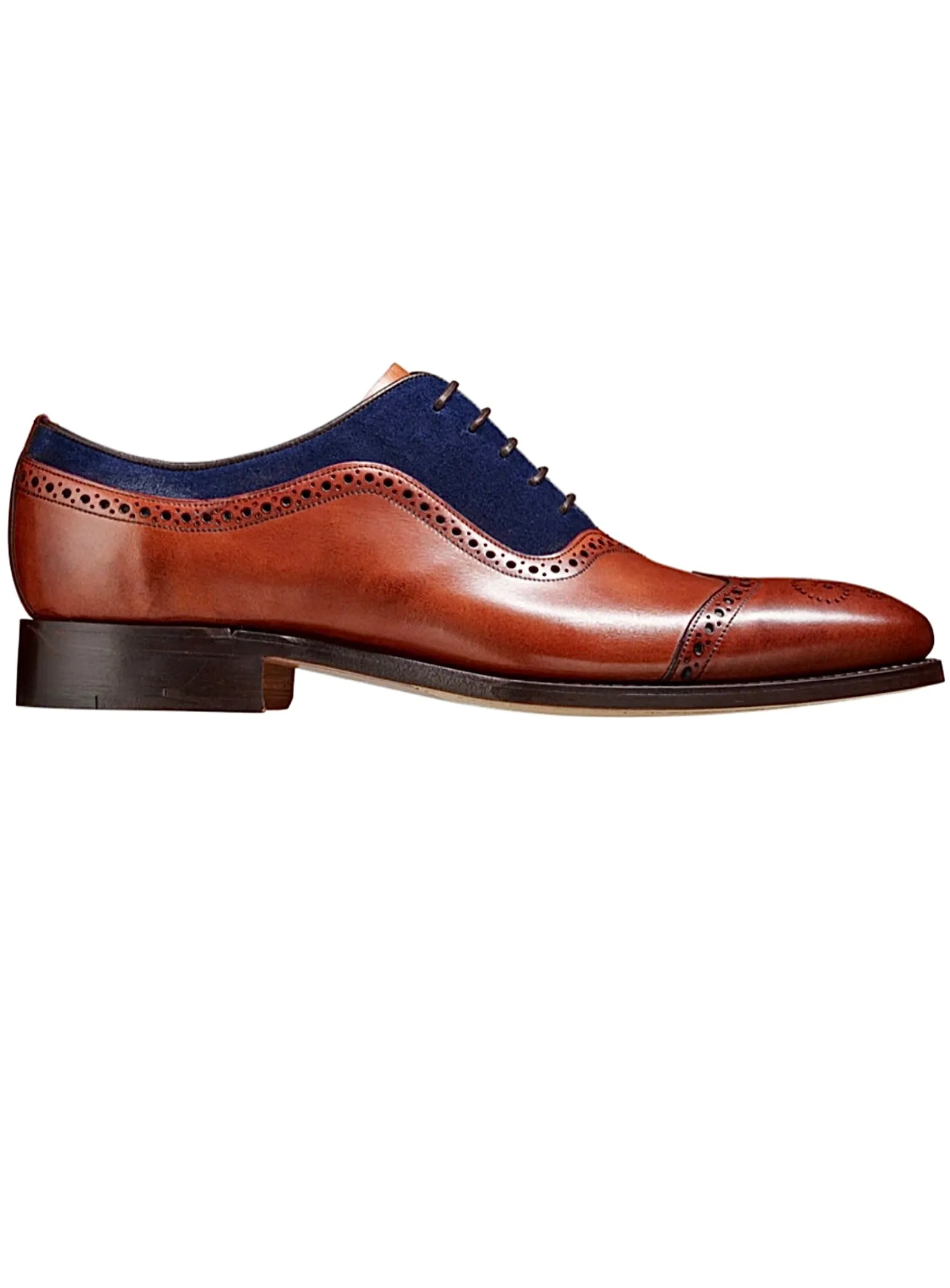 Barker Men's Nicholas Antique Rosewood Brogue Navy Vamp