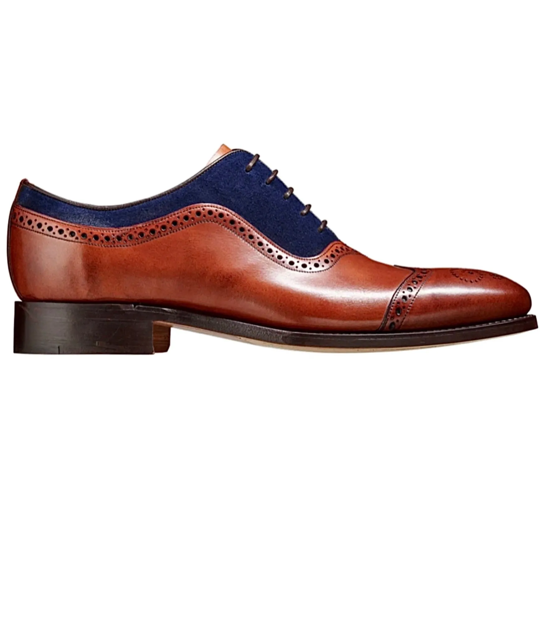 Barker Men's Nicholas Antique Rosewood Brogue Navy Vamp