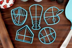 Baseball Cookie Cutters - Baseball Bat, Baseball Gloves, Baseball Helmet, Baseball, Home Plate