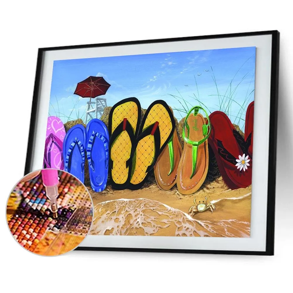 Beach Slippers - Full Round Diamond - 40x30CM