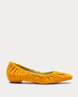 Britta Ruched Flat Velvet Mustard