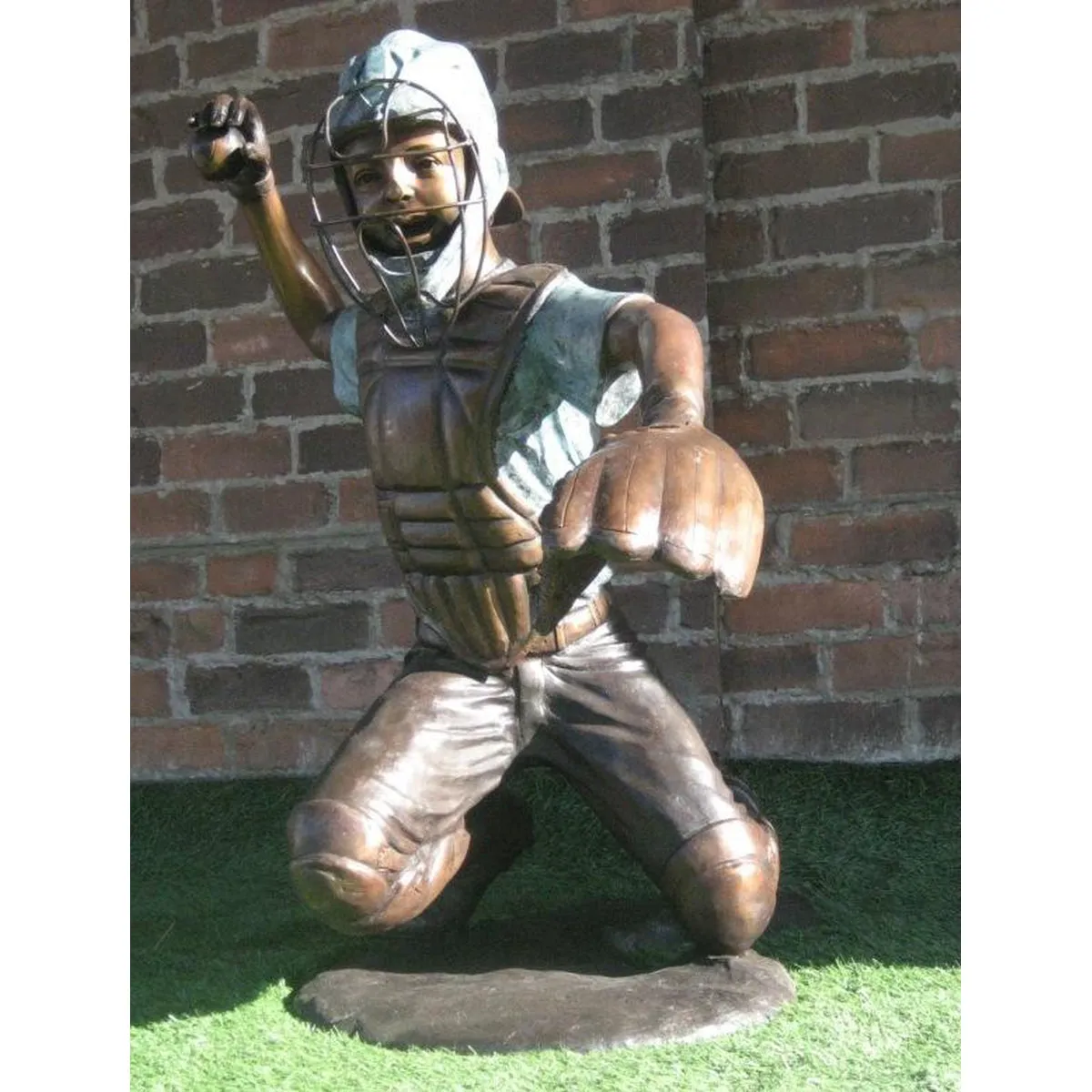 Catcher's Throw, Baseball Statue