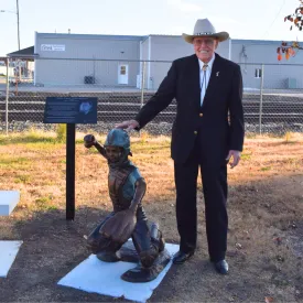 Catcher's Throw, Baseball Statue