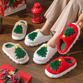 Cozy Christmas Tree Slippers Cotton Slippers Cartoon Cute Warm Cotton Shoes With Thick Soles Comfortable Indoor cotton slippers Cozy Footwear Warm Slippers lioness-love