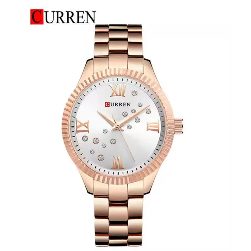 CURREN Original Brand Stainless Steel Wrist Watch For Women With Brand (Box & Bag)-9009