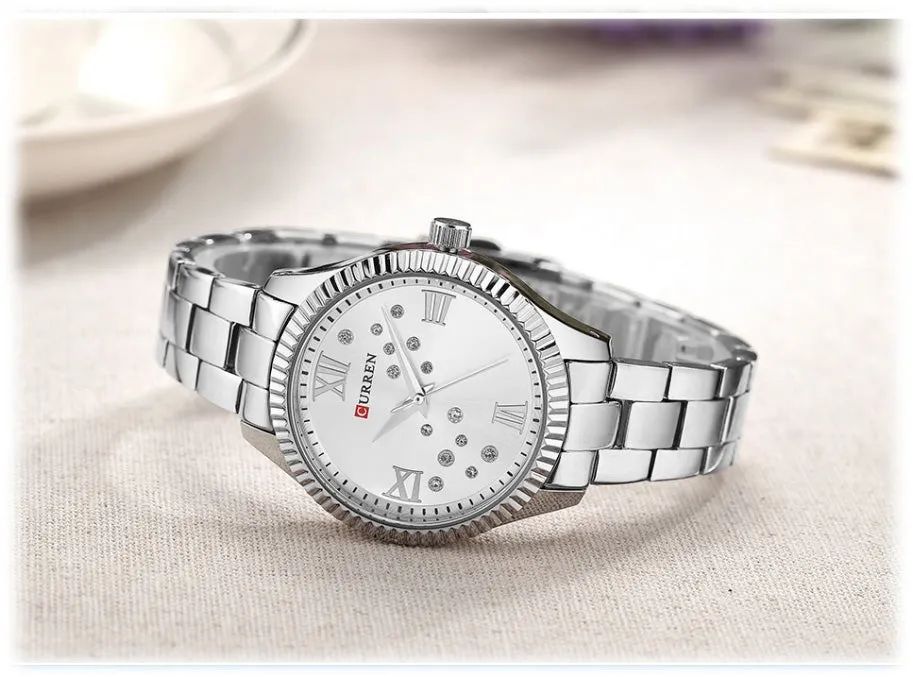 CURREN Original Brand Stainless Steel Wrist Watch For Women With Brand (Box & Bag)-9009