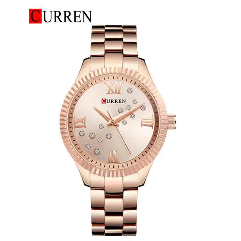 CURREN Original Brand Stainless Steel Wrist Watch For Women With Brand (Box & Bag)-9009