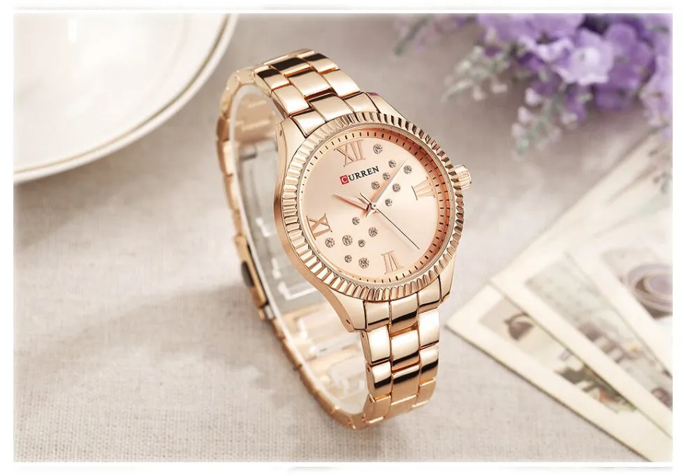 CURREN Original Brand Stainless Steel Wrist Watch For Women With Brand (Box & Bag)-9009