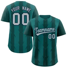 Custom Aqua Midnight Green Raglan Sleeves Blade Pattern Authentic Baseball Jersey