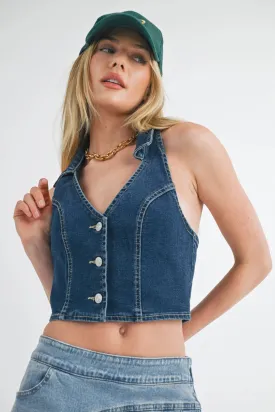 Denim Halter Vest