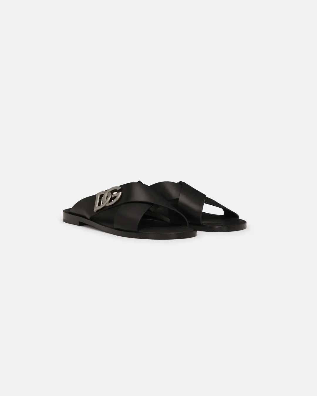 Dolce & Gabbana Light Calfskin Sandals with Metal DG Logo