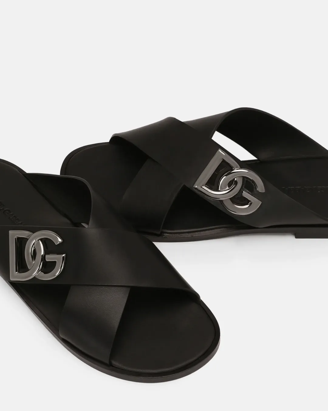 Dolce & Gabbana Light Calfskin Sandals with Metal DG Logo