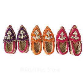 Embroidery Deity Slippers - Shoes -  Purple - Orange - Pink