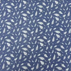 Falling Feathers Chambray Denim Fabric