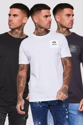 Farringdon 3 Pack Tee- Black/White/Dark Grey