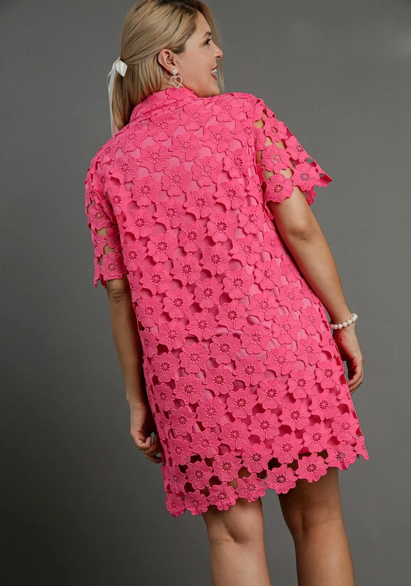 Floral Lace Pink Dress