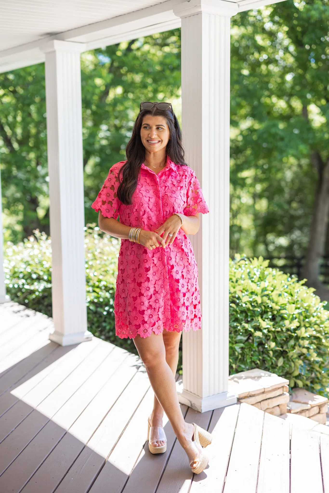 Floral Lace Pink Dress