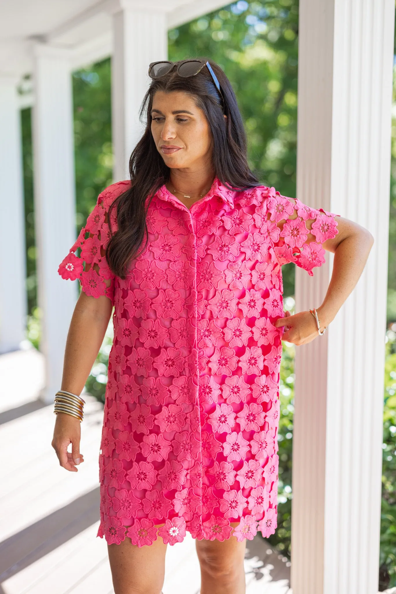 Floral Lace Pink Dress