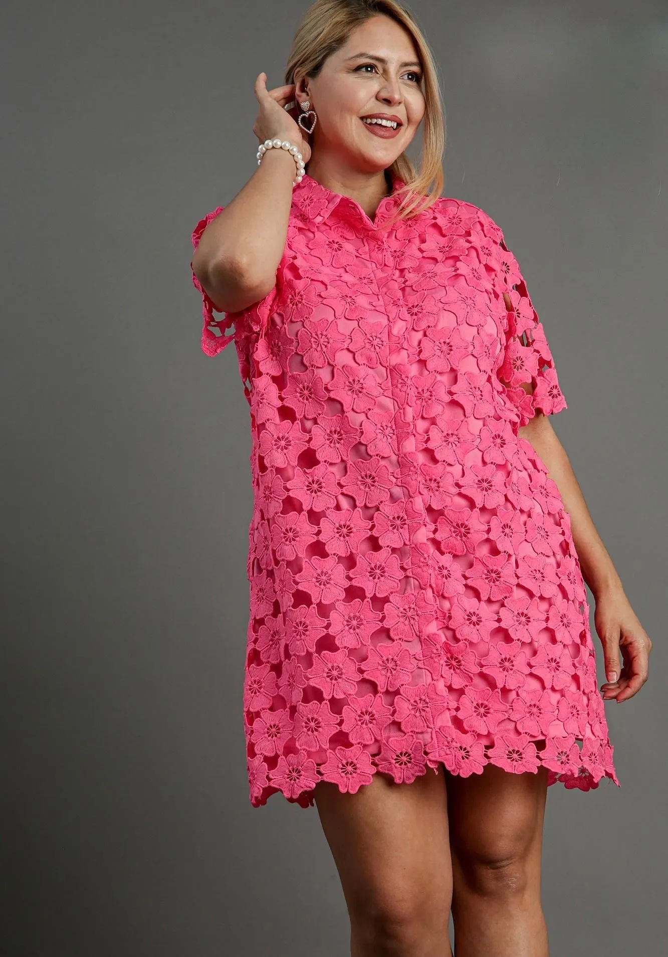 Floral Lace Pink Dress