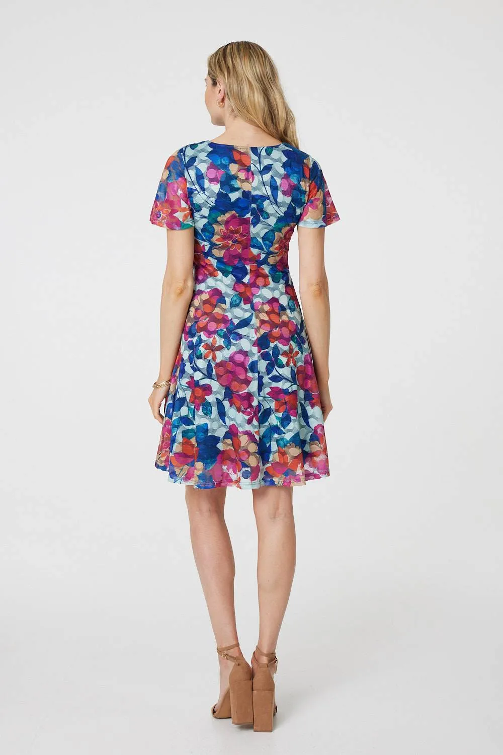 Floral Layered Angel Sleeve Short Dress