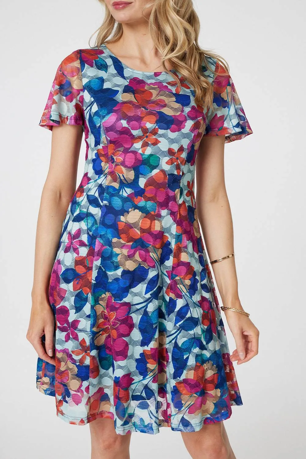 Floral Layered Angel Sleeve Short Dress