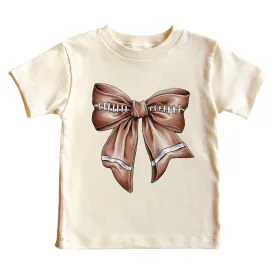 Football Bow Kids Graphic Tee | Natural