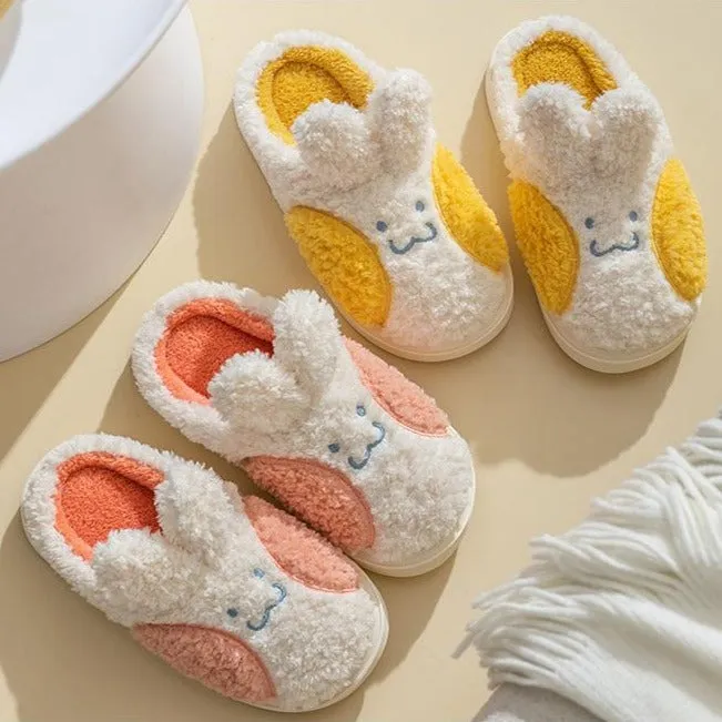 Fuzzy Cheeky Bunny Plush Slippers