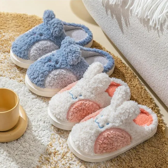 Fuzzy Cheeky Bunny Plush Slippers