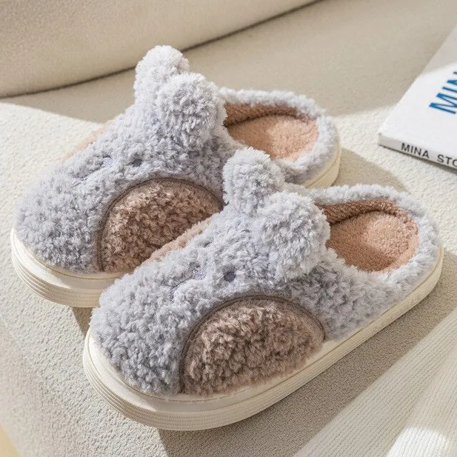 Fuzzy Cheeky Bunny Plush Slippers