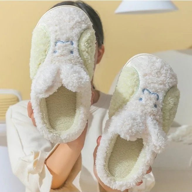 Fuzzy Cheeky Bunny Plush Slippers