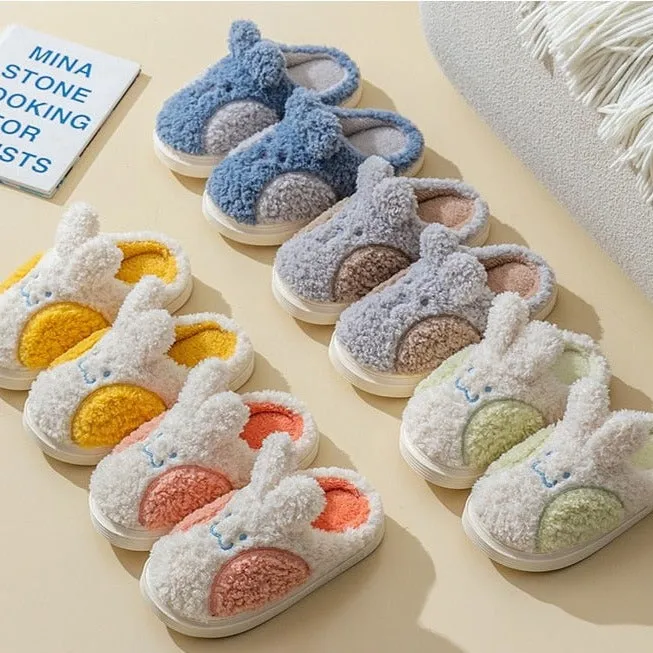 Fuzzy Cheeky Bunny Plush Slippers