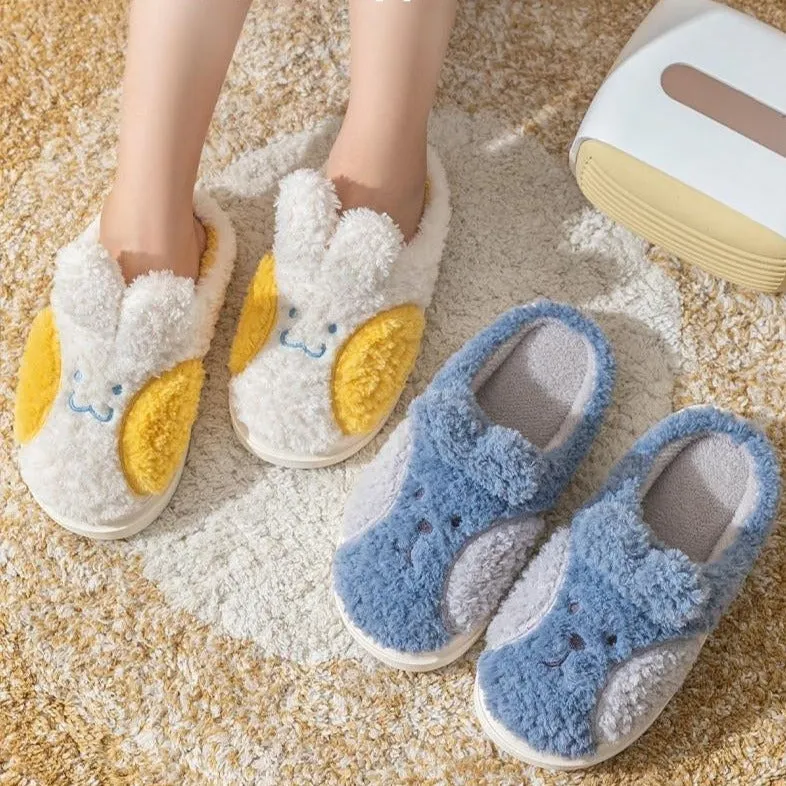 Fuzzy Cheeky Bunny Plush Slippers