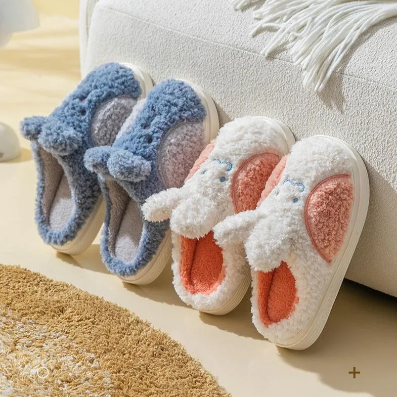 Fuzzy Cheeky Bunny Plush Slippers