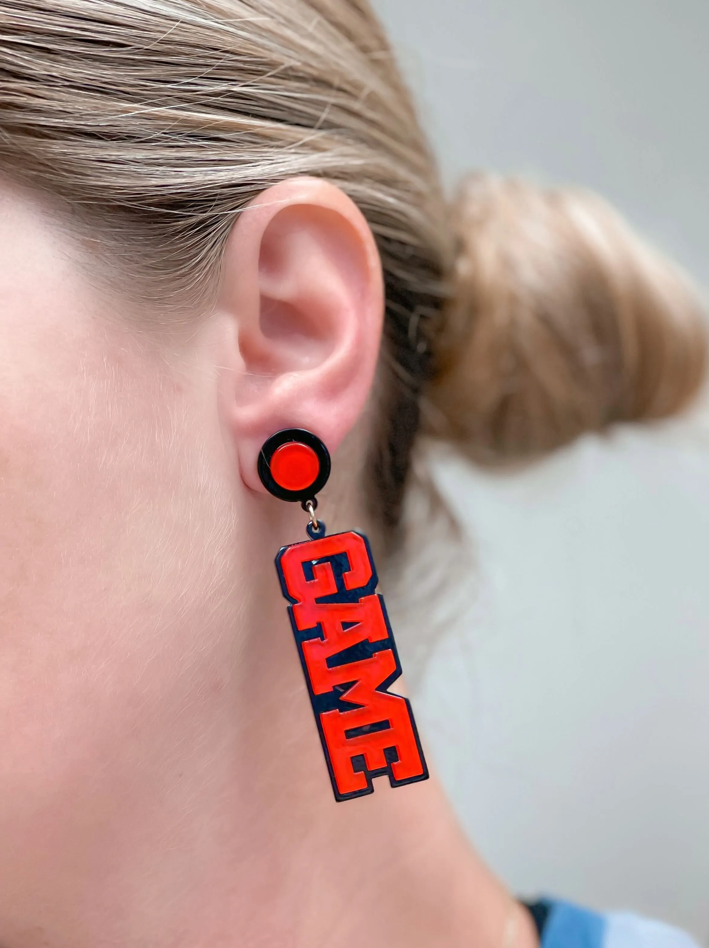 'Game Day' Statement Dangle Earrings - Black & Red