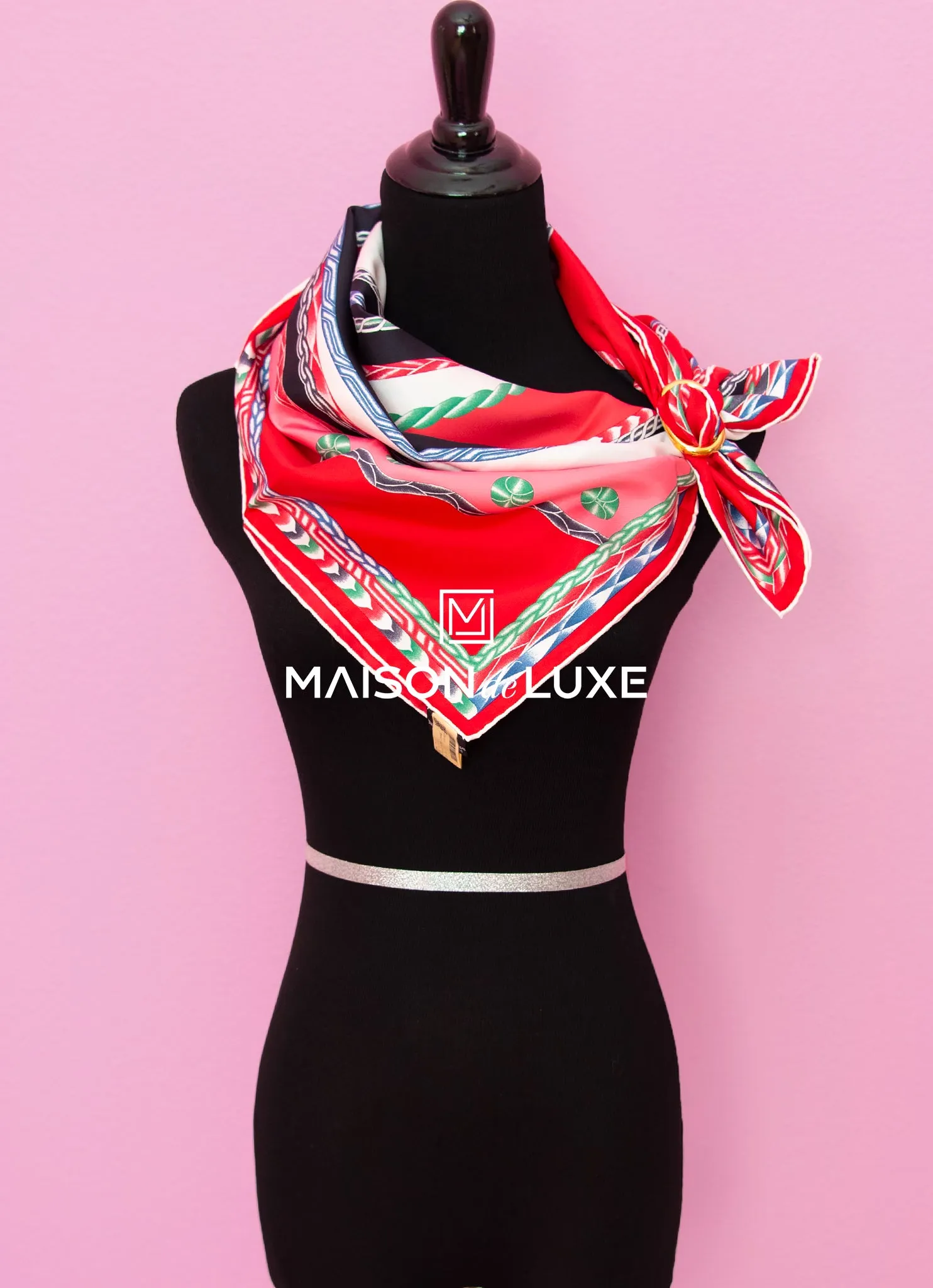 Hermes "Robe du Soir" Rouge Twill Silk 90 cm Scarf