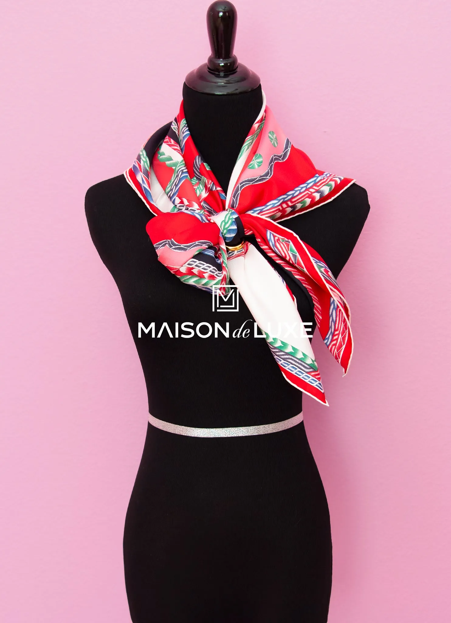 Hermes "Robe du Soir" Rouge Twill Silk 90 cm Scarf